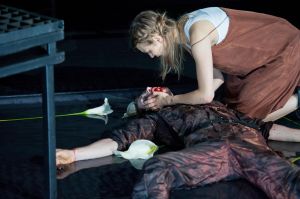 ROMEO UND JULIA - VON WILLIAM SHAKESPEARE - DEUTSCH VON THOMAS BRASCH REGIE: Laura Linnenbaum / BÜHNE: Valentin Baumeister / KOSTÜME: Michaela Kratzer / BEWEGUNGSCOACH: Lili Mihajlovic / LICHT: Sirko Lamprecht Premiere am 14. September 2016, KAMMERSPIELE